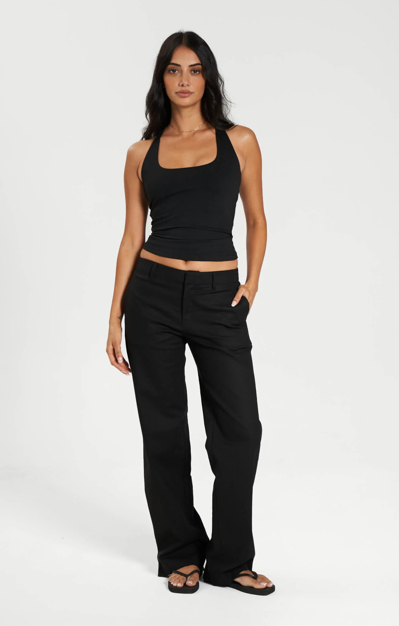 THE SCULPT™ HALTER TANK - BUTTER BLACK - Image 5